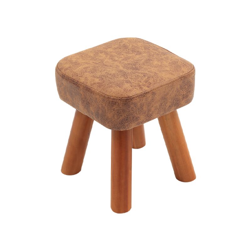 Stain Resistant Square Ottoman Solid Color Leather Standard for Living Room