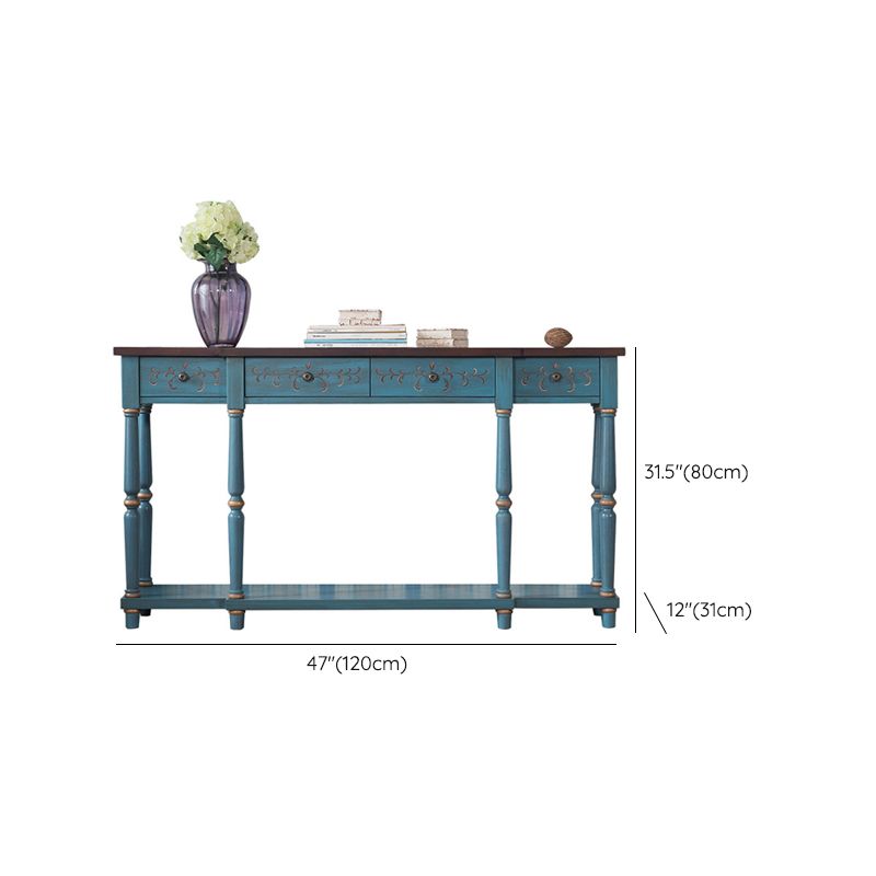French Country Wood End Table Rectangle Console Sofa Table for Hall