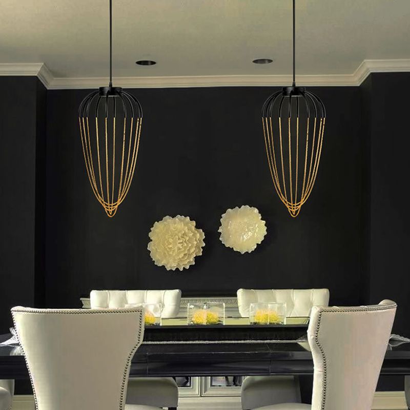 19 "/ 21" W CALIST PENDANT ÉCLAIRAGE LECLURATION METAL 1 LUMIÈRE LUMINE CONtemporaine Hanging Light en noir et or