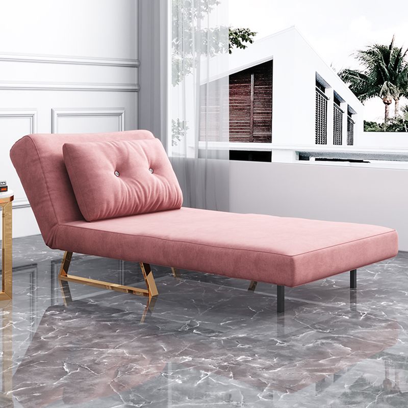 Foldable Convertible Sofas Pink Armless Glam Metal Sleeper Sofa