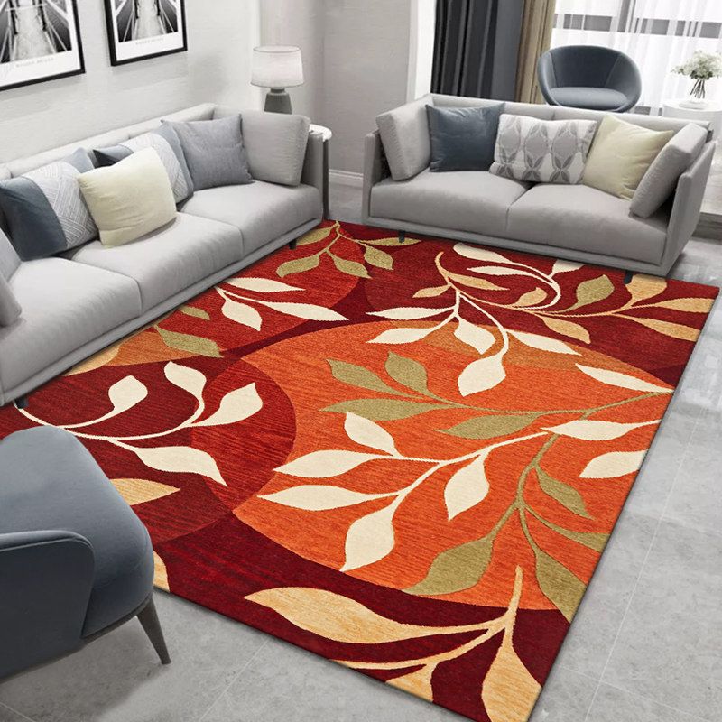 Glam Nordic Area Rug Multi-Colored Plant Carpet Stain Resistant Washable Anti-Slip Backing Rug for Sitting Room