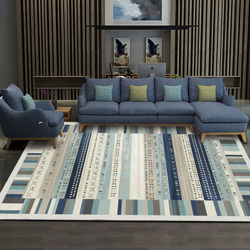 Nordic Hotel Area Rug Multi Colored Geometric Indoor Rug Synthetics Anti-Slip Stain Resistant Washable Rug