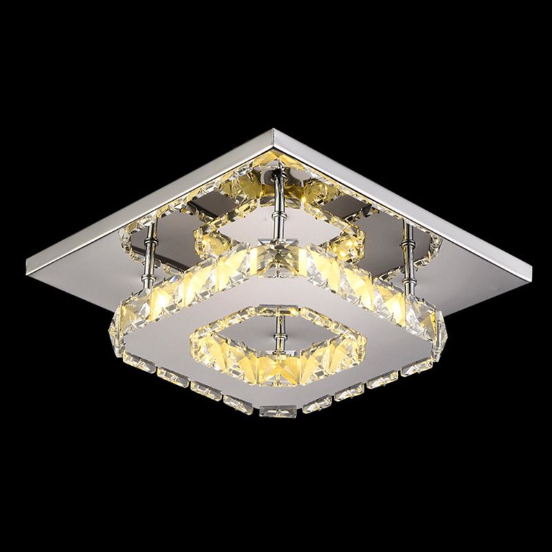 Lampe de plafond encastrée en bloc de cristal minimaliste moderne, éclairage LED encastré de forme carrée pour chambre à coucher