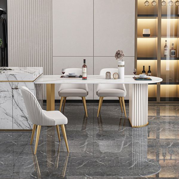 Traditional Luxury Stone Table Double Pedestal Furniture for Dining Room