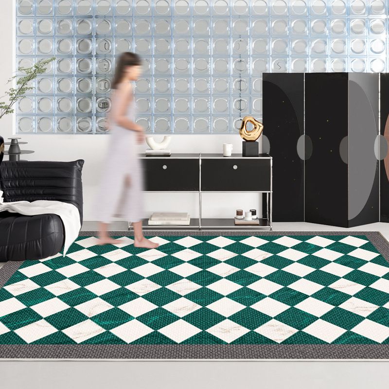 Gray Modern Carpet Polyester Check Pattern Carpet Stain Resistant Carpet for Living Room