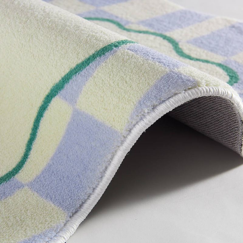 Purple Modern Rug Polyester Check Print Rug Washable Rug for Living Room