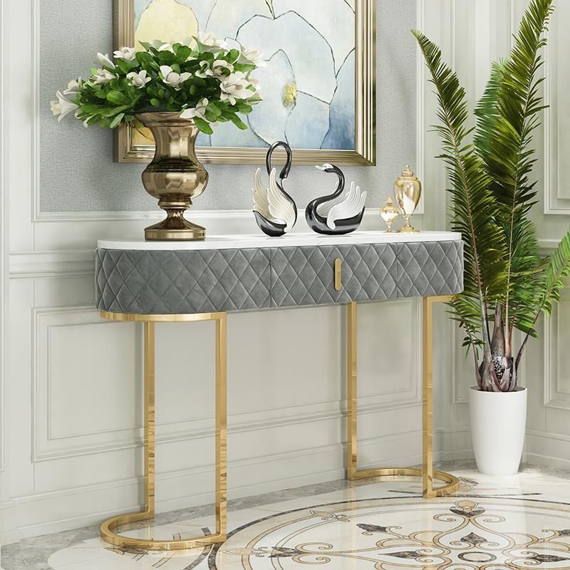 Glam Marble Console Table Golden Iron Console Sofa Table for Hall