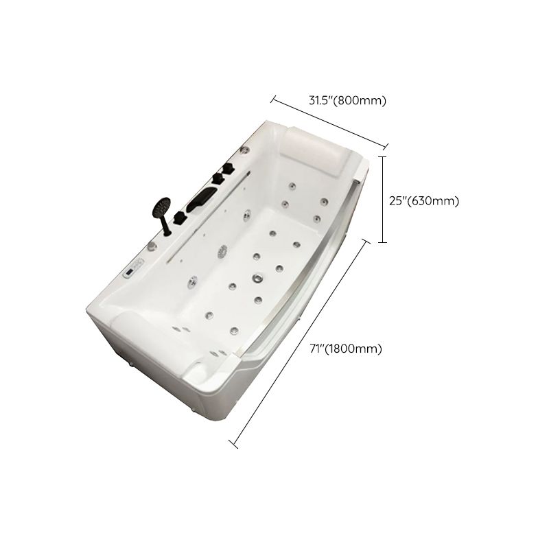 Modern Rectangle Acrylic Bathtub Back to Wall with Massage Device