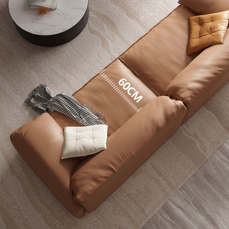 Modern Sewn Pillow Back Sofa 31.49" H Faux Leather Pillow Top Arm Sofa