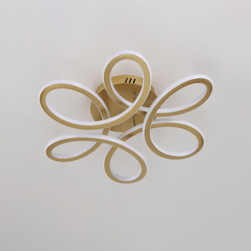 Modern bloeiende acrylplafondlamp LED LED VLOK Mount Ingebouwde verlichting in goud/koffie voor slaapkamer, warm/wit licht