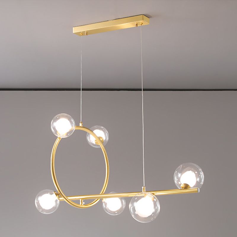 Modern Creative Style Hanging Lamp Gold Glass Island Light Fixture for Dining Room