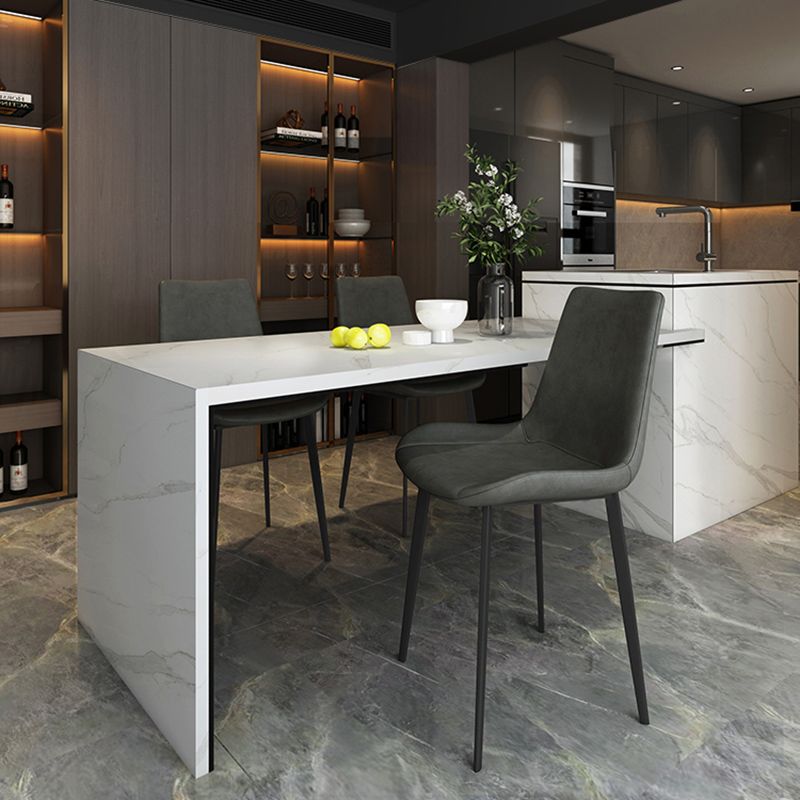 Sillas de comedor de cuero con respaldo sólido de estilo industrial para uso doméstico (juego de 2)