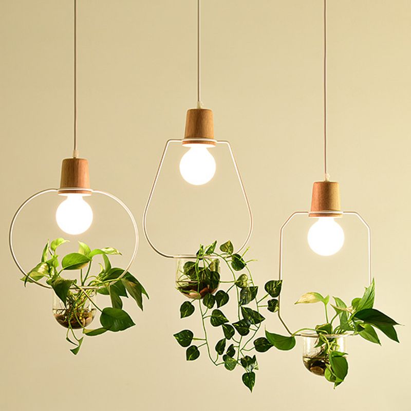 Metal Hanging Pendant Light Industrial Style Geometric Dinning Room Pendant Light Fixture