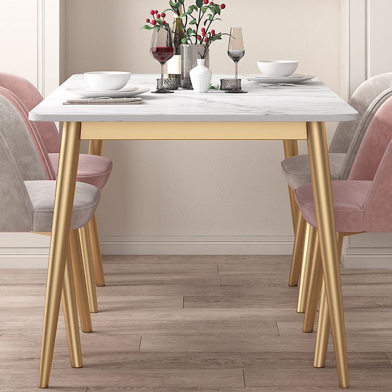 Minimalist Style Rectangular Sintered Stone Dining Set White Standard Dining Set for Kitchen