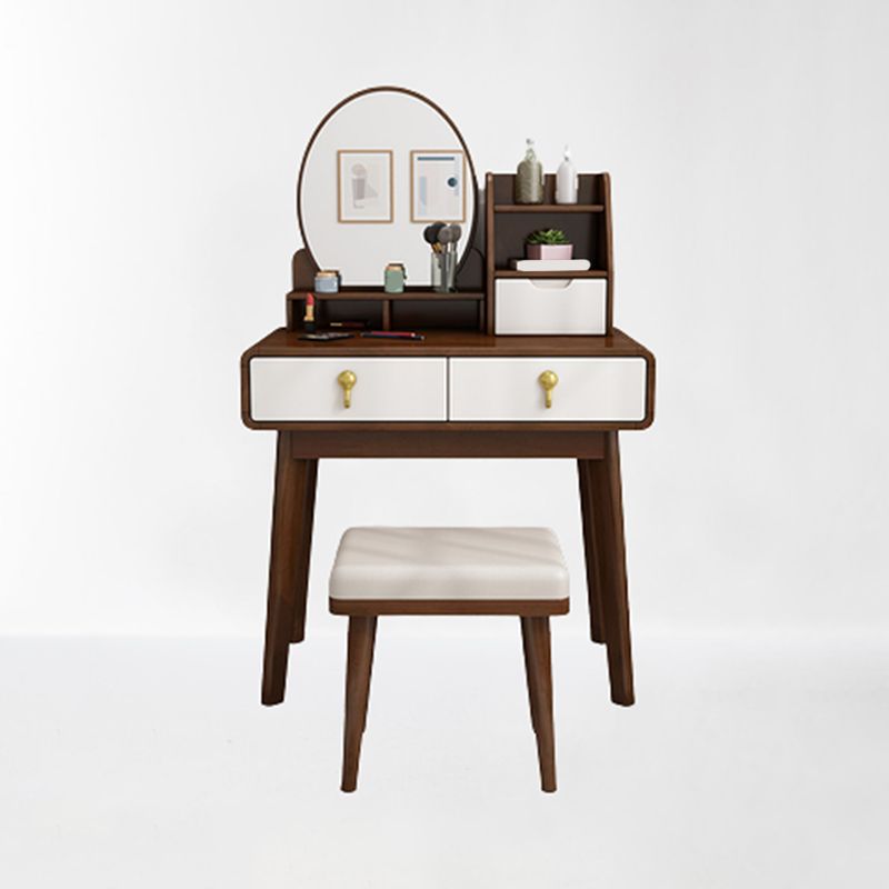 Traditional Vanity Dressing Table Set Solid Wood Vanity Makeup Table Set with Mirror
