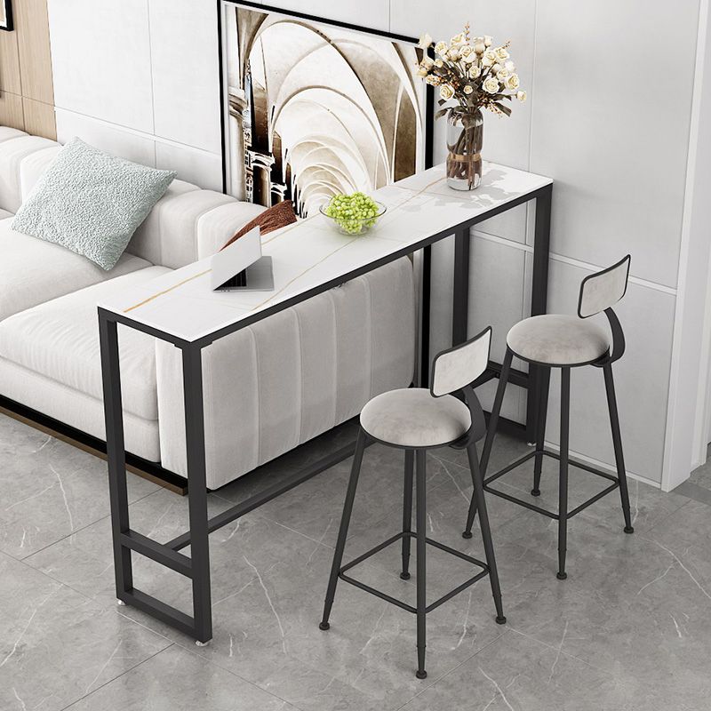 White and Black Modern Style Bar Table in Metal and Wood Milk Tea Shop Bar Table