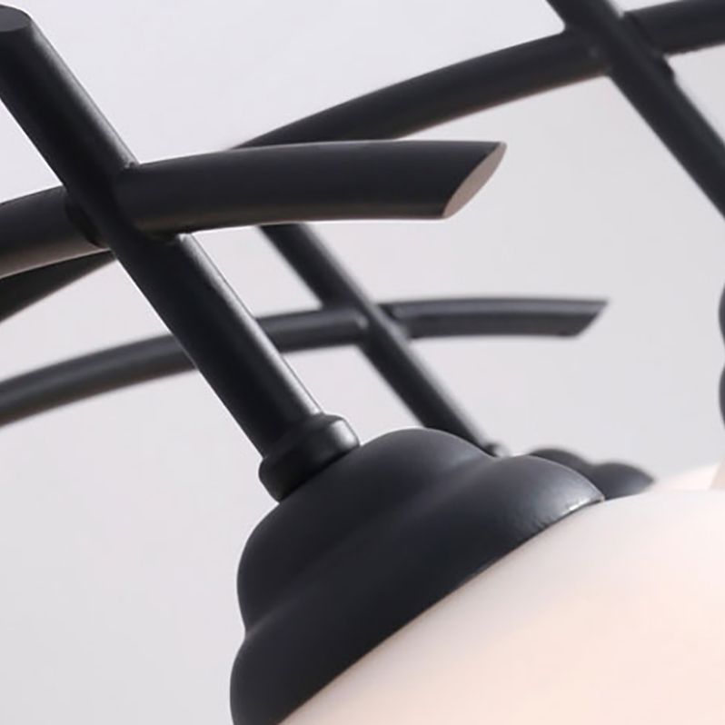 Black Semi Flush Mount Lighting Modern Glass Spherical Ceiling Mount Light Fixture