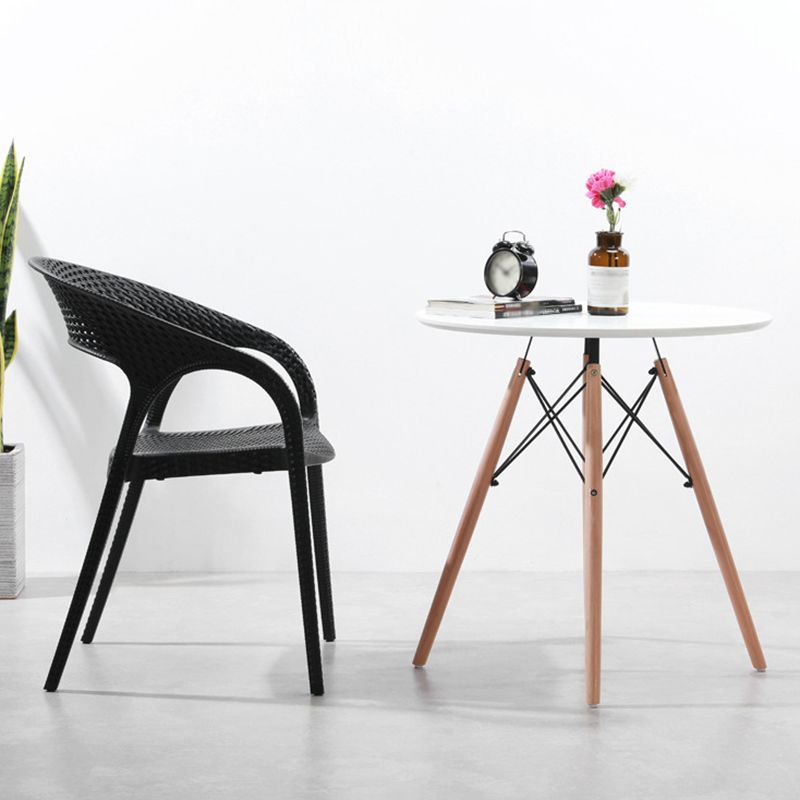 Contemporary Open Back Dining Chair Plastic Stackable Dining Arm Chair