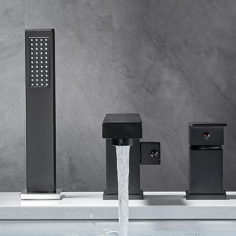 Modern Wall Mounted Metal Tub Filler 3 Holes Swivel Tub Filler Trim