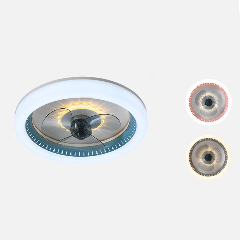 Ventilador de techo LED conciso moderno Ligera de hierro lacado con ventiladores de techo circular con sombra acrílica