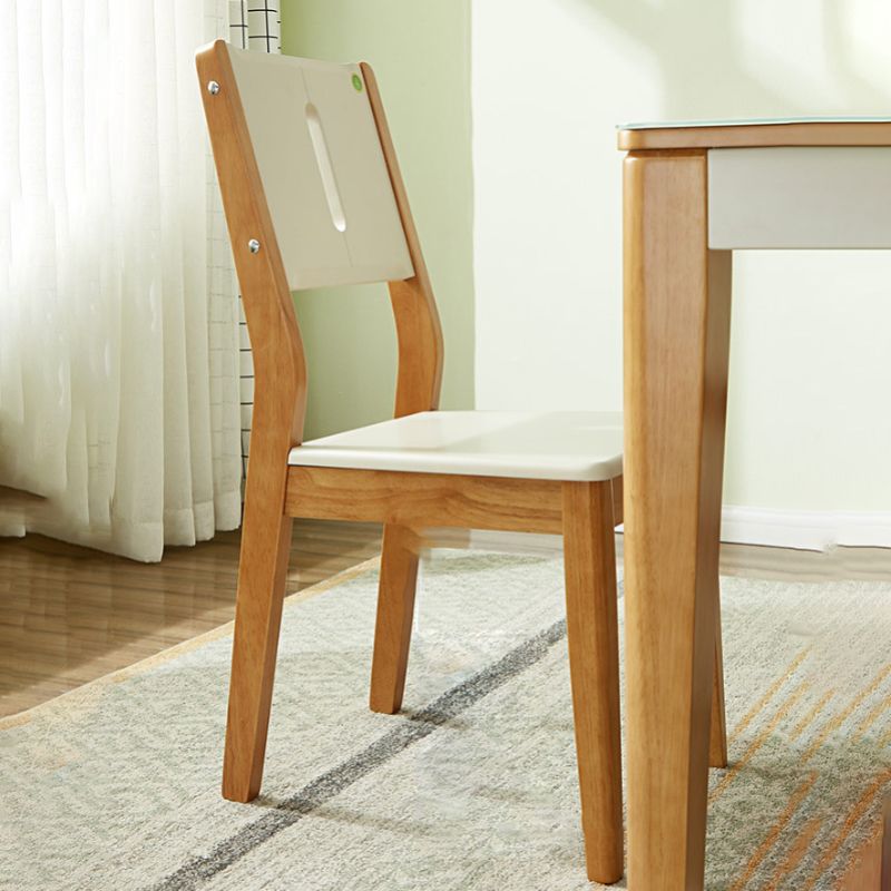 5/7 Pieces Glass Top Solid Wood Frame 4 Legs Dining Set for Home