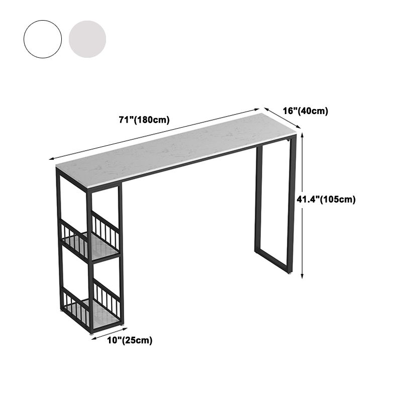 Modern 1/3 Pieces Bar Table Set Rectangle Stone Counter Table with High Stools