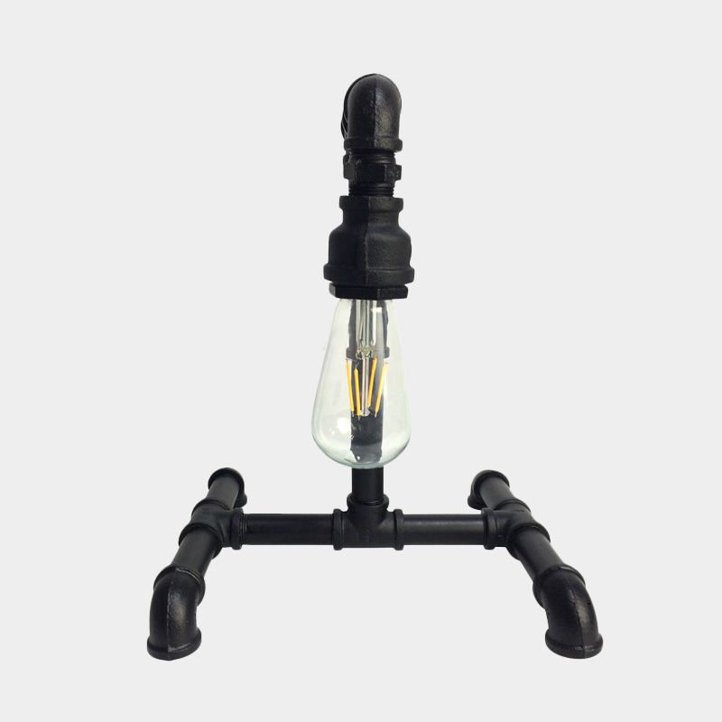 Kupfer/Schwarz 1 Leichte kleine Schreibtischlampe Vintage Eisen exponierte Glühbirnen-Stecker im Nachttischleuchten mit rohrähnlicher Basis