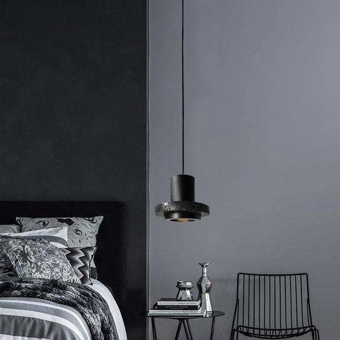 Black Hat Stone Hanging Light Nordic Creative 1 Light Restaurant Ceiling Pendant Lamp