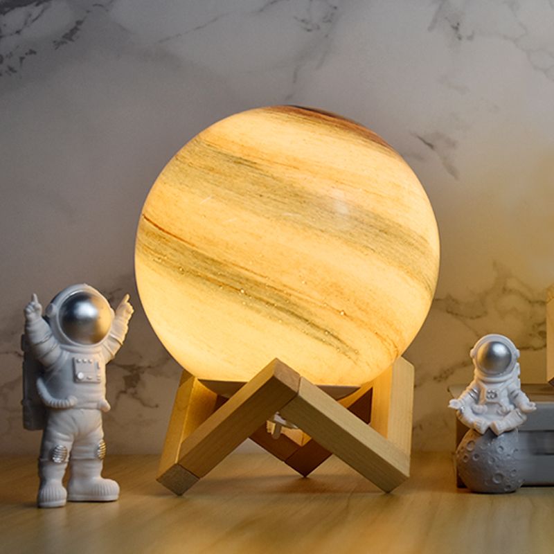 Lampe de table de style moderne 1 lumière de bureau en bois avec nuance en verre pour le salon