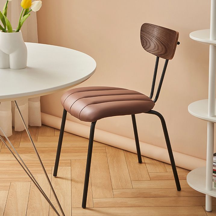 Industrial Style Side Chair Upholstered Dining Chair with Metal Base