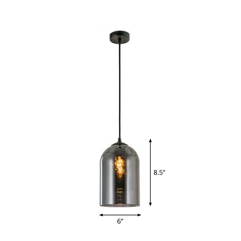 Nordic 1-Light Suspension Light Black Dual Dome Ceiling Pendant Lamp with Glass Shade
