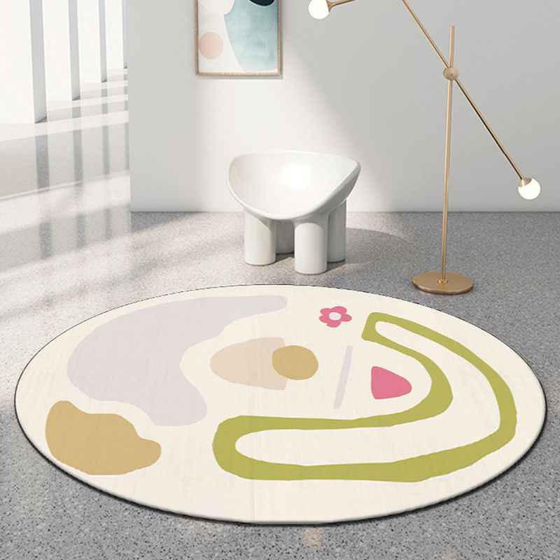 Green Nordic Rug Polyester Color Block Rug Stain Resistant Rug for Living Room