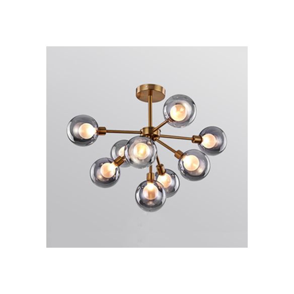 Luce a ciondolo a bolla bianca/fumo 7/9 luci post lampadario a sospensione di vetro moderno per il ristorante