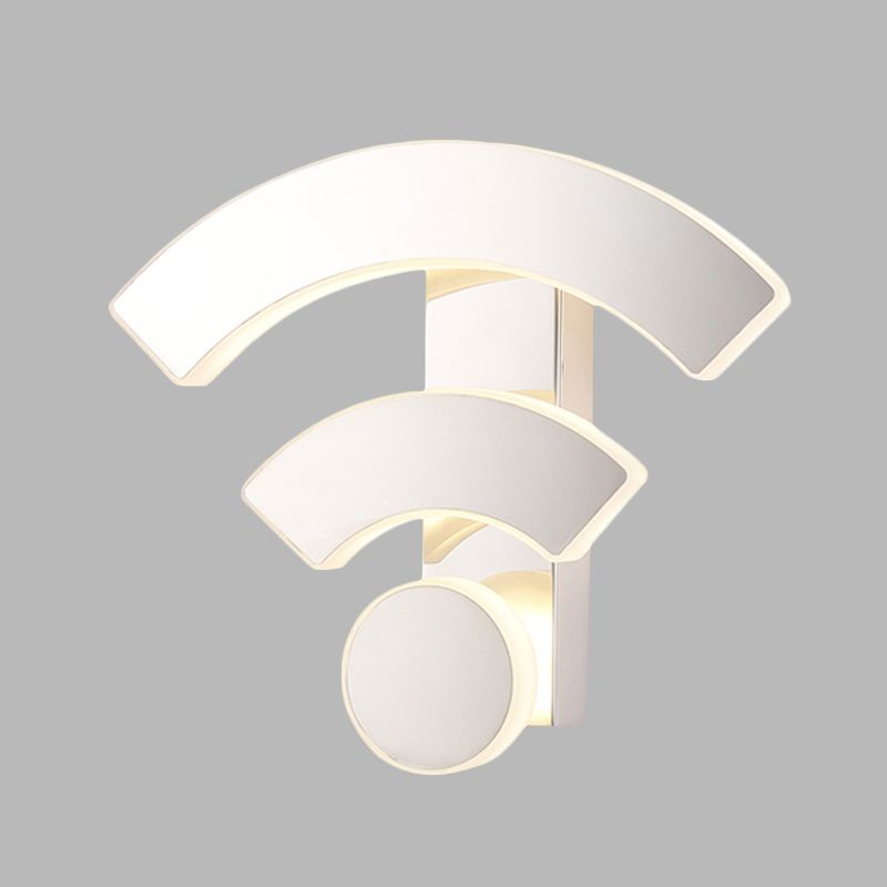 Wifi Logo Sconce Light Fixture Modernist Acrylic LED White Wall Mounted Lamp in Warm/White Light for Bedroom