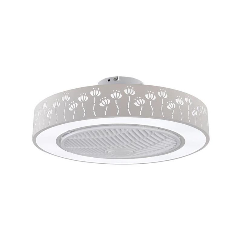 Acryl weiß hängende Lüfterlampe Runde LED 21,5 "Weitminimalismus Halbflush -Deckenleuchte mit 4 Klingen
