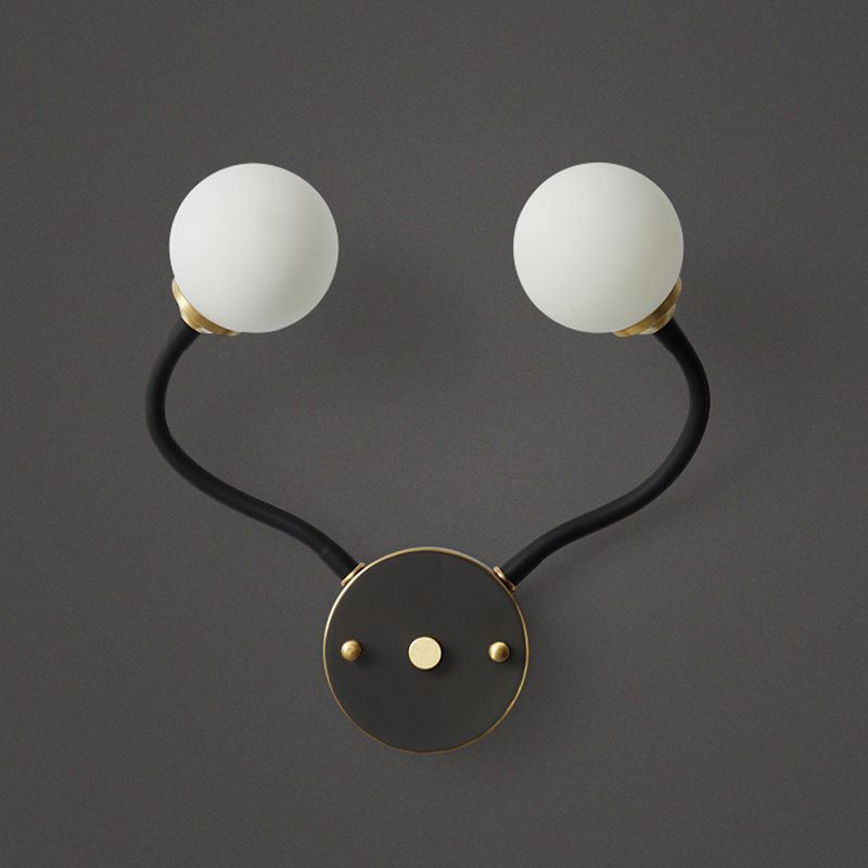Brass Globe Wall Light Nordic Black Wall Sconce with Glass for Living Room
