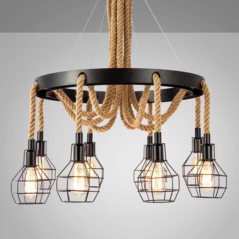 Stile industriale Legno sospeso lampadario Bronzo Bronzo Lampada sospesa per bar