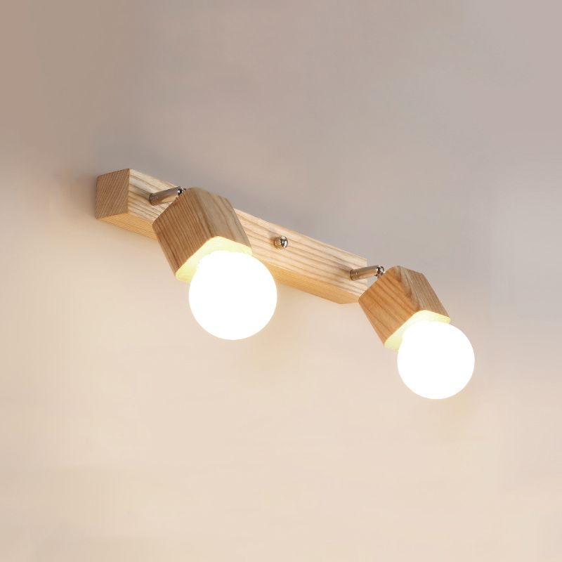 Bare Bulb Vanity Sconce Lights Ultra-modern Wood Wall Sconce Lighting for Bathroom