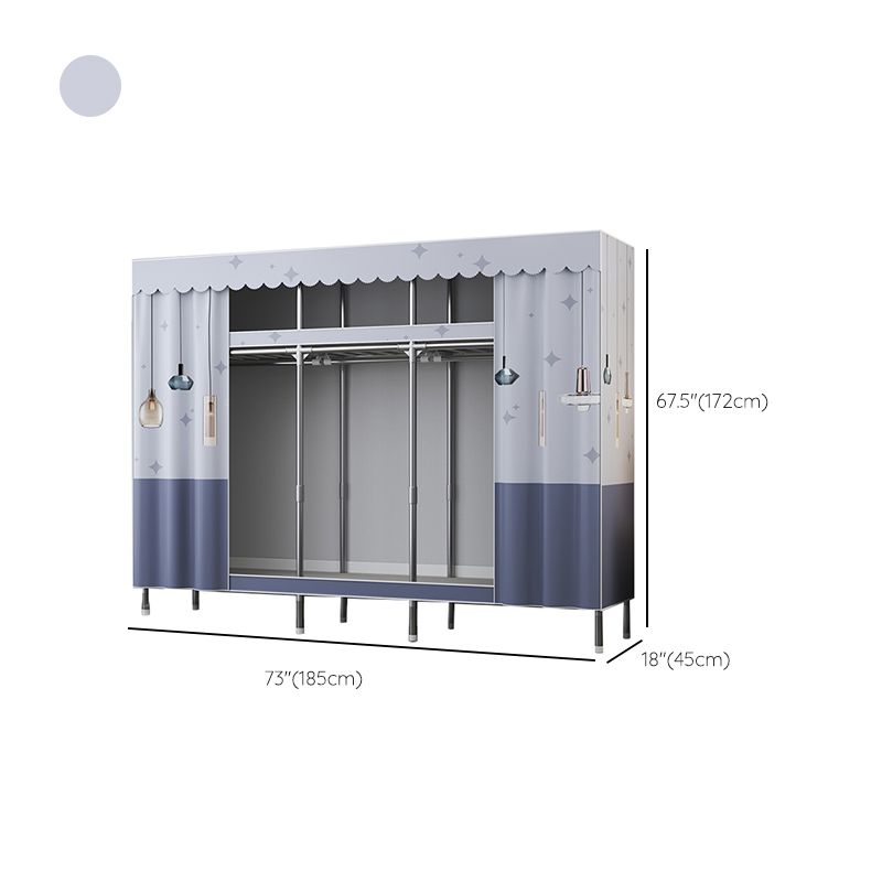 Contemporary Style Metal Wardrobe 2-Shelves Wardrobe Closet for Bedroom