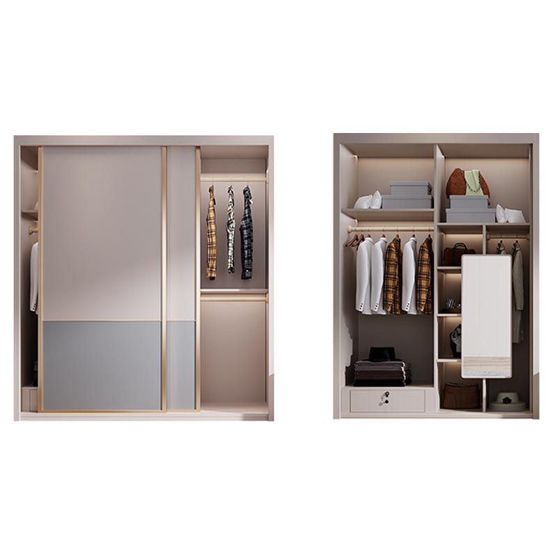 White Modern High Gloss Armoire Wood Armoire with Shelves and Drawers Storage Cabinet