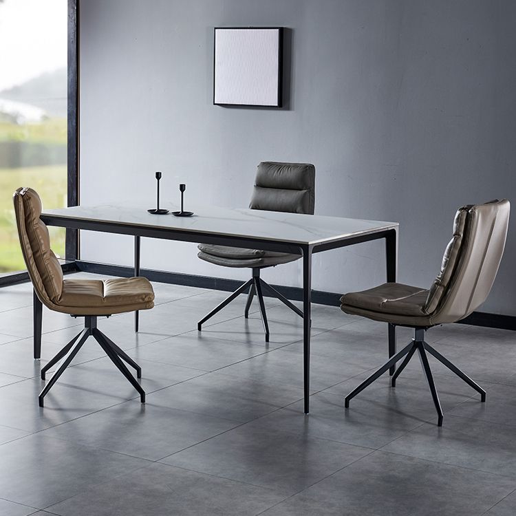 Sillas laterales de comedor de cuero de estilo contemporáneo Silla con respaldo sólido para cocina