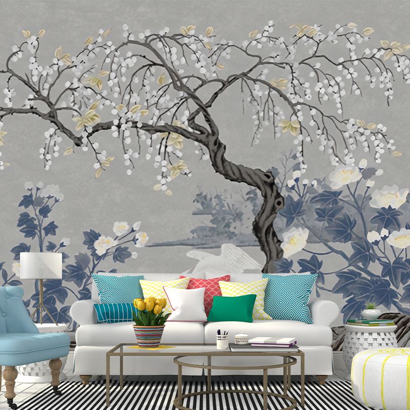 Asia Longan Trees Harvest Mural Dark Color Flower Wall Art for Dining Room, Custom-Made