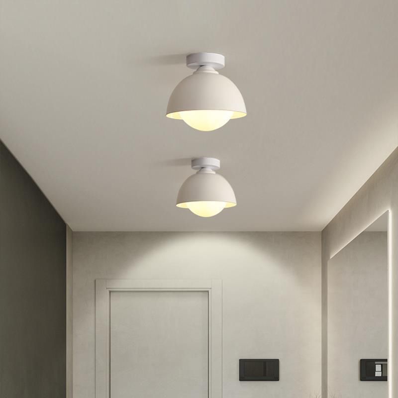 Dome Shape Flush Mount Modern Style Metal 1 Light Flush Ceiling Light in White/black
