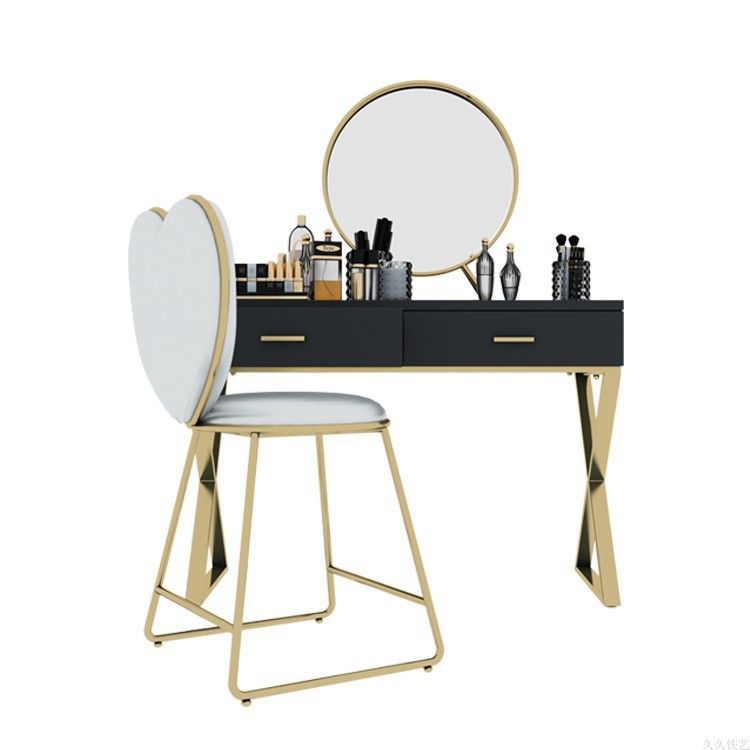 Glam 29.52 " Height 2-Drawer Makeup Table Wooden Vanity Stool