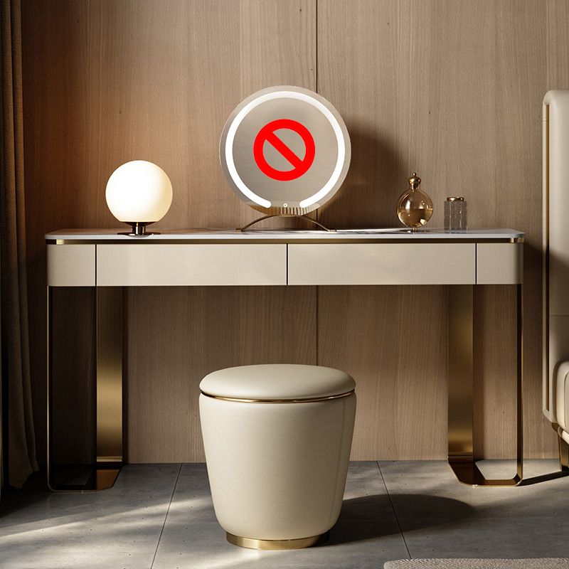 2 Drawers 29.52" High Vanity Set with Stool Stone Top Dressing Table