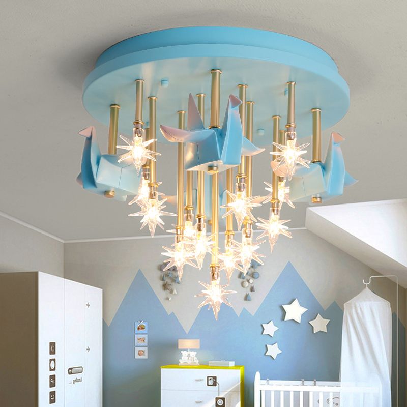 Sterplafondlamp cartoon helder glas 13 koppen kleuterschool semi-inbouwlamp met harseenhoorn