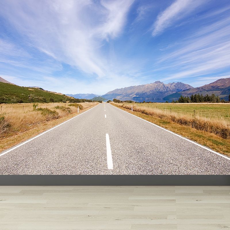 Contemporary Road Mural Decal Light Color Waterproofing Wall Covering for Living Room