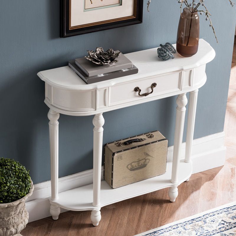 Victorian Rubber Wood End Table Free Form Sofa Console Table for Hall