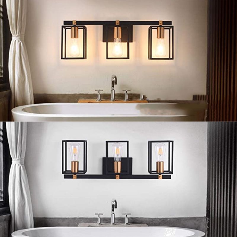 Black 1/2/3/4-Light Bathroom Vanity Light Modern Metal Bath Bar