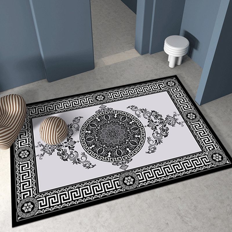 Wine Red 3D Printing Rug Polyester Modern Area Rug Stain Resistant Rug for Living Room